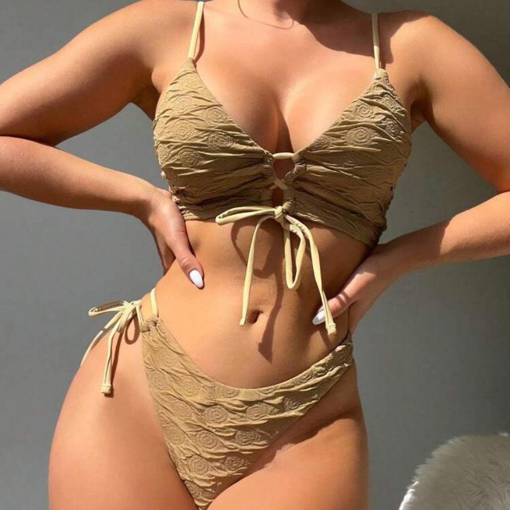 WOMEN'S BEACH SWIMSUIT TWO-PIECE BROWN COLOR SIZE M